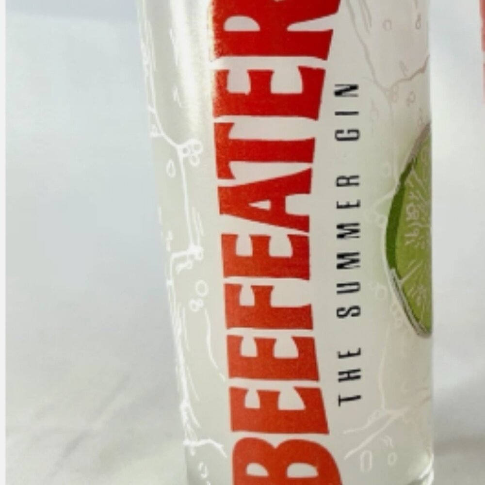 Vintage Beefeater The Summer Gin Frosted Ice Cubes Lime 6” Tall Of Glass
